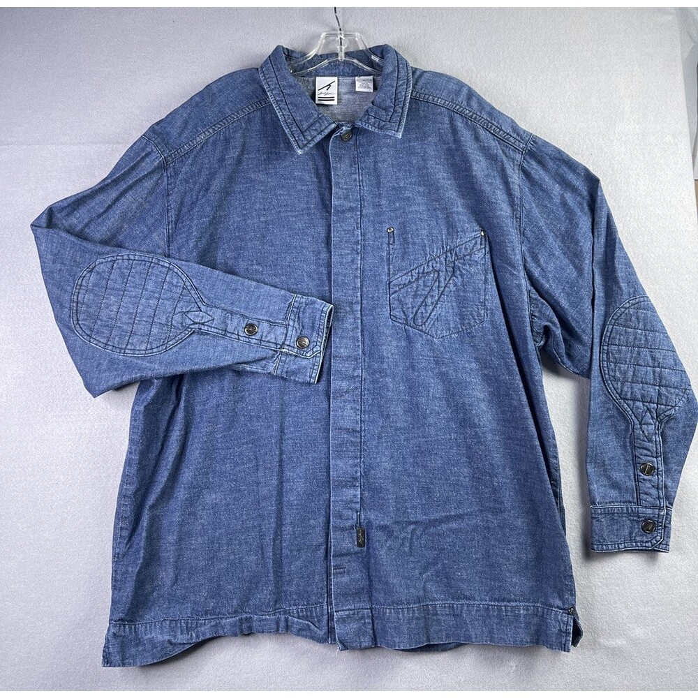 Vintage Karl Kani Denim Shirt Men's X-Large Relaxed Fit Blue Snap Closure